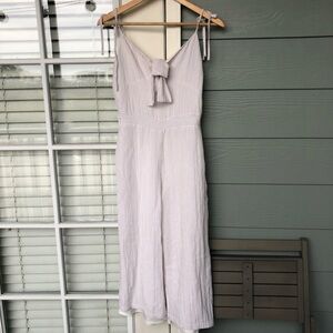 After Market Jumpsuit Striped Tie Front White Beige Small